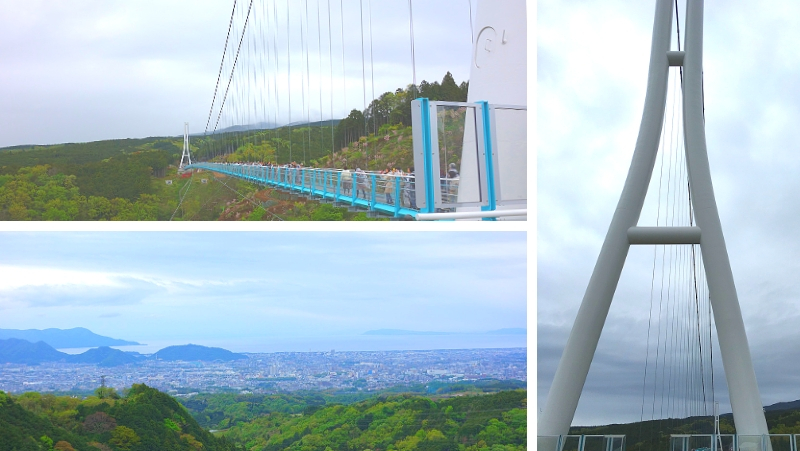 画像：日本最長の吊り橋 三島スカイウォークとそこから見える沼津三島方面の光景